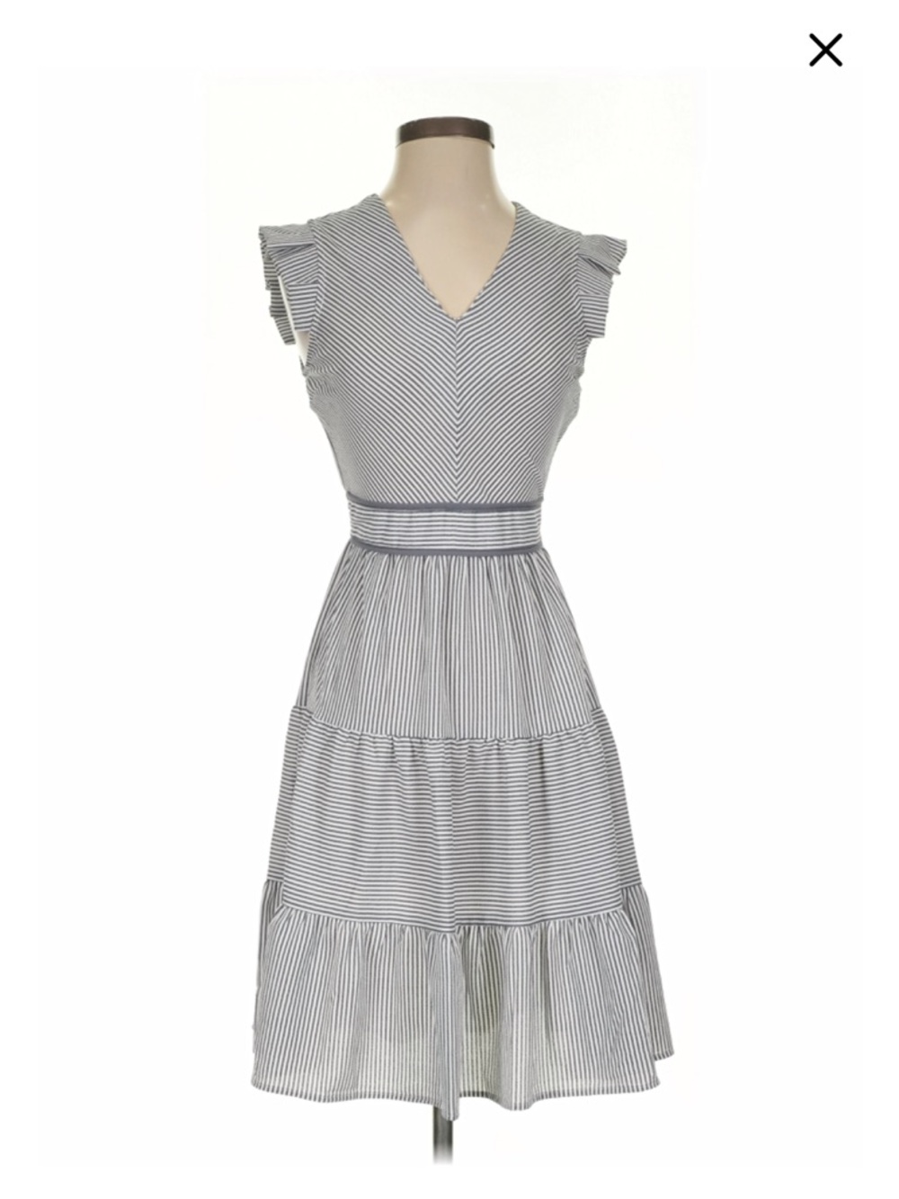 MONTEAU STRIPED TIERED DRESS‎ WOMENS SIZE XSMALL